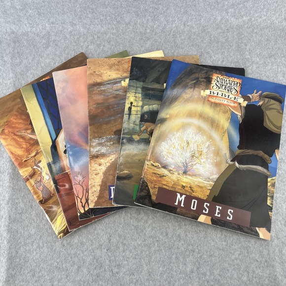 Living Scriptures Other - NEST Animated Bible Stories Activity Books Lot 6 Moses Esther David and Goliath